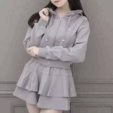 pium 피움 후드 프릴 비쥬 후드티 셋업