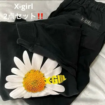 X-girl 블랙 후드티 & 팬츠 2세트
