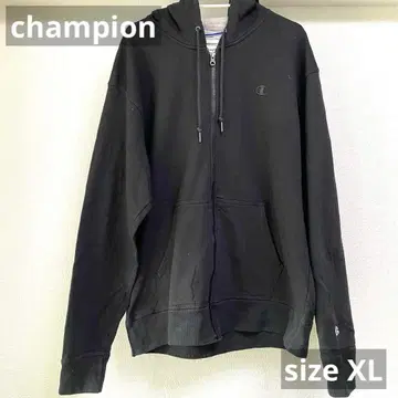 Champion 블랙 집업 후드티 XL