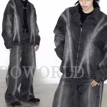 0-CROWORLD 와이드 데님 팬츠