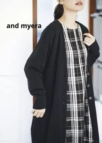 and myera 안드마이라 체크 오버 원피스 블랙