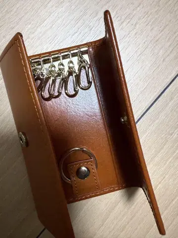 브라운 가죽 키케이스 6후크 포함