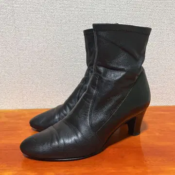 긴자 카네마츠 숏부츠 가죽 블랙 23.5cm