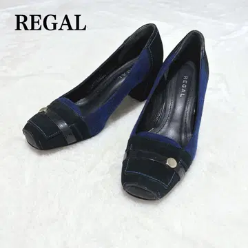 [ 컨디션 최상 ] REGAL 블랙 블루 스웨이드 펌프스
