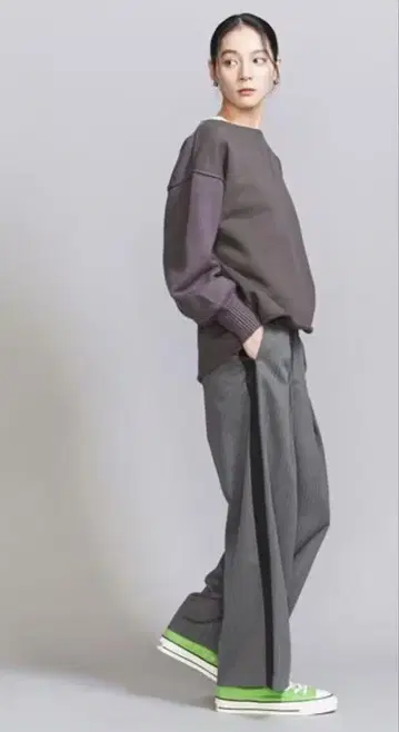 BEAUTY&YOUTH 사이드 라인 와이드 팬츠