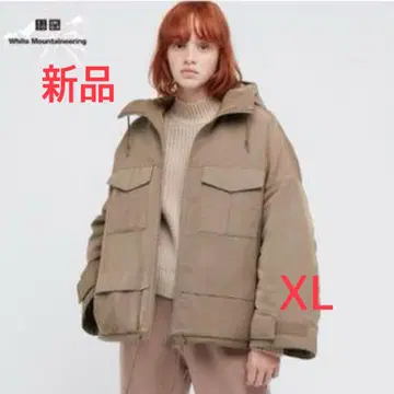 유니클로 하이브리드 다운 오버 후드티(브라운) XL