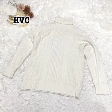 s.1890 [ 에이치비씨 ] 긴팔 하이넥 니트 케이블 짜임 화이트