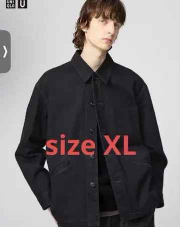 [ 새상품 ] UNIQLO U 오버 사이즈 컬러 데님 자켓 블랙 XL