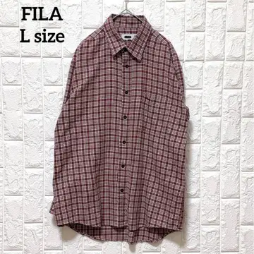 FILA 체크 무늬 플란넬 셔츠 브라운 L 사이즈 긴팔 셔츠