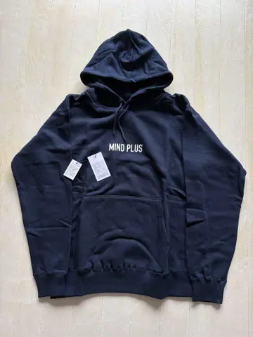 미사용 MIND PLUS 네이비 후드 부착 후드티
