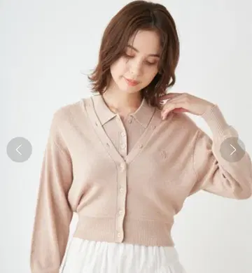 snidel 라메 슬리브리스 폴로&가디건 세트