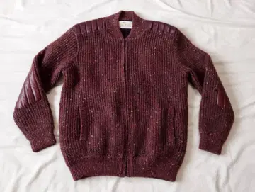 Italy제 가죽 패딩 니트 블루종 Peter Brown