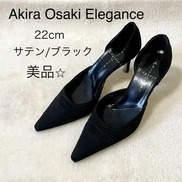 새상품급 부티크 오사키 새틴 펌프스 블랙 결혼식 파티 포멀