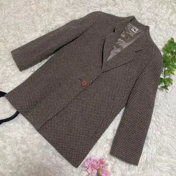 컨디션 최상 케이 오브 크리치아 울 자켓 올 패턴 브라운 베이지 40 L