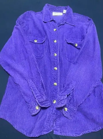 보라색 코듀로이 긴팔 셔츠 M 사이즈 구제 의류