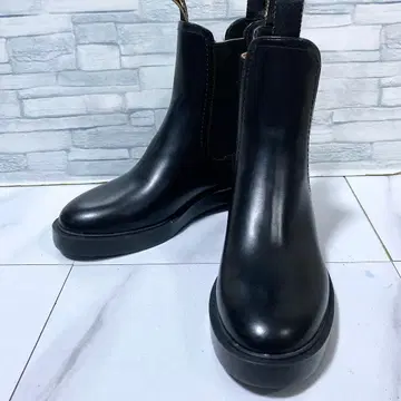컨디션 최상 H&M 사이드 고어 부츠 첼시 부츠 가죽 블랙 23.5 37