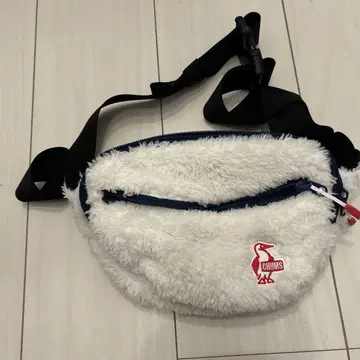 CHUMS 플리스 숄더백 화이트