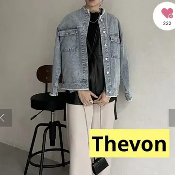 Thevon 데님 자켓 프릴 옷깃