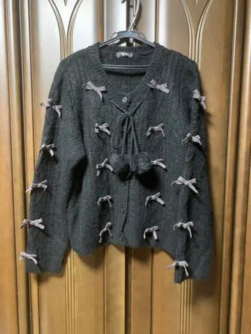 핑크하우스 리본 가디건