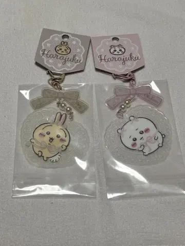 치이카와 (먼작귀) 하라주쿠 아크릴 키링 치이카와 토끼 리본 2개 세트