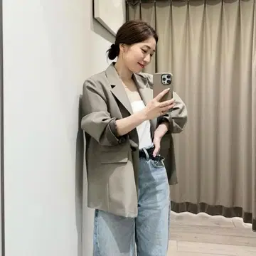 엘르 울 모헤어 포플린 자켓