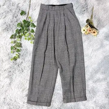 유나이티드 애로우즈 M 울 혼방 글렌체크 와이드 팬츠
