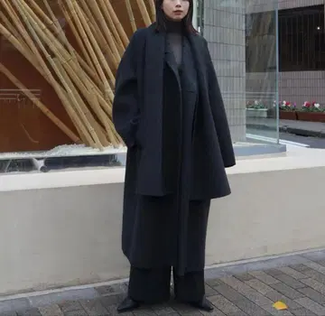 Louren 더블페이스 머플러 코트 그레이 롱 코트