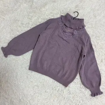 axes femme 새상품 터틀 니트 레이스 자수 퍼플 ( M )