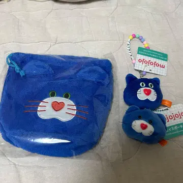 mojojojo 파랑 고양이 세트 파우치 페이스 마스코트