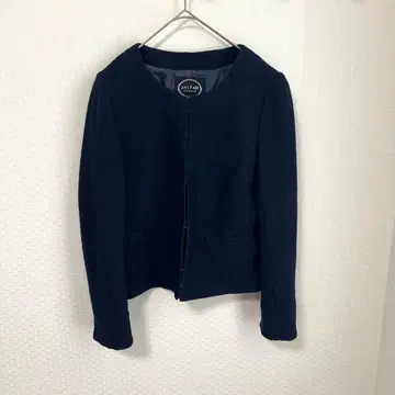애니팜 포멀 심플 노카라 자켓 네이비 2