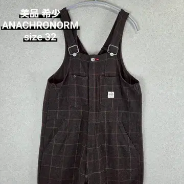 새상품급 레어 ANACHRONORM 울 체크 오버롤