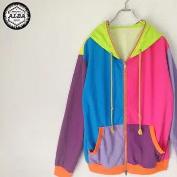 후드티 리메이크풍 네온 컬러 화려한 컬러풀 집업 형광색 개성파