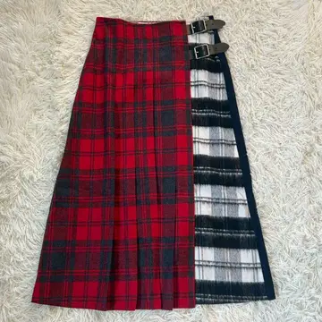 컨디션 최상 오닐 오브 더블린 최근 랩 스커트 롱 울 혼방 플리츠