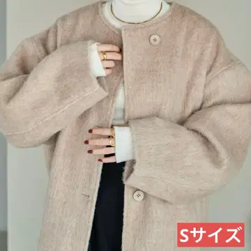 울 혼방 베이지 롱 코트