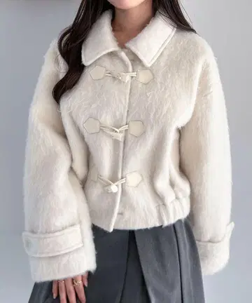 Heather 헤더 숏 샤기 더플 블루종