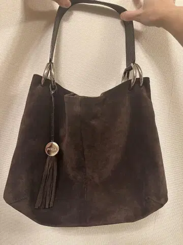FURLA 브라운 스웨이드 토트백