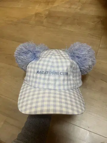 NAKAYOSHI CLUB 귀도리 모자 스카이블루 체크