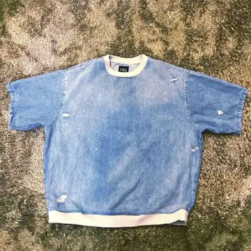 새상품급 ZARA 라이트 블루 데미지 풀오버