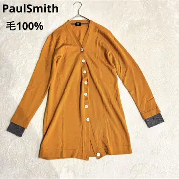 PaulSmith 롱 가디건 모 100% V넥 오렌지 긴팔