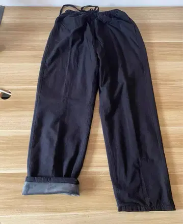 블랙 플리스 안감 팬츠