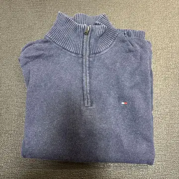 TOMMY HILFIGER 다크 블루 하프 지퍼 스웨터 XL