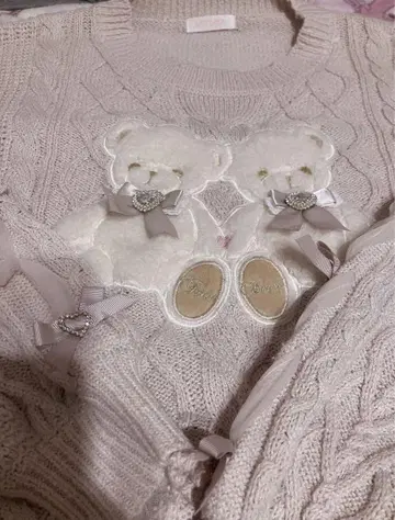 LIZLISA Twin Bears 니트탑 핑크