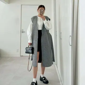 zara 롱 베스트, 포켓 부착