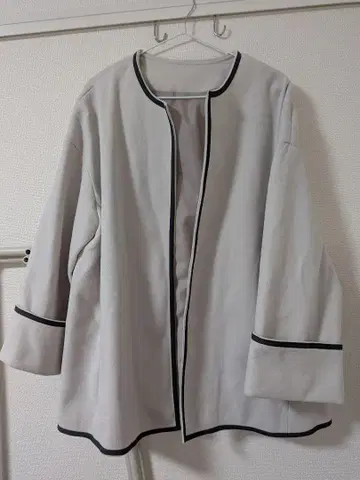 그레이 노카라 자켓 플레어 슬리브