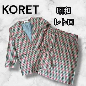 [ 새상품급 ] KORET 체크 쇼와 레트로 셋업 바블 수트 빈티지