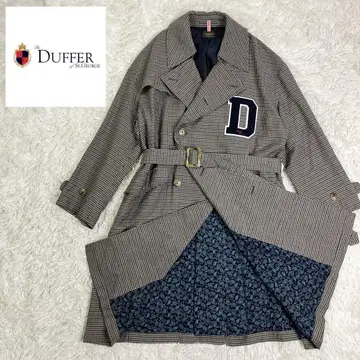 DUFFER 더퍼 체크 무늬 트렌치코트 안쪽 페이즐리 무늬 L 사이즈