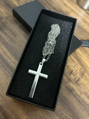 실버 십자가 목걸이 롱체인