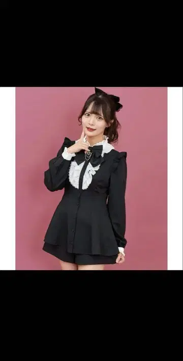 Secret Honey 액세서리 리본 긴팔 셋업