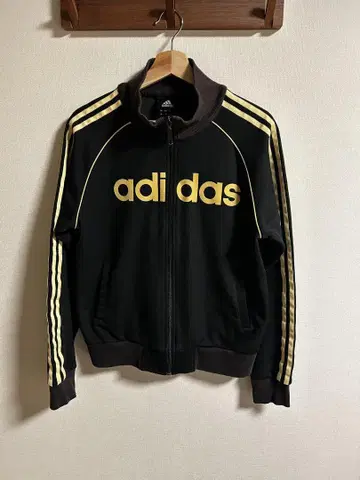 adidas 트랙 자켓 블랙 옐로우 컬러 여성용 빈티지