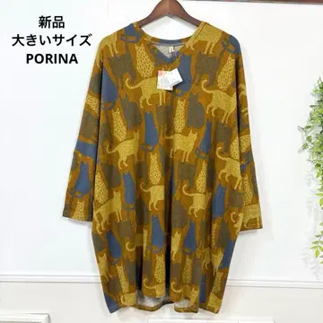 새상품 빅 사이즈 PORINA 고양이 기모 원피스